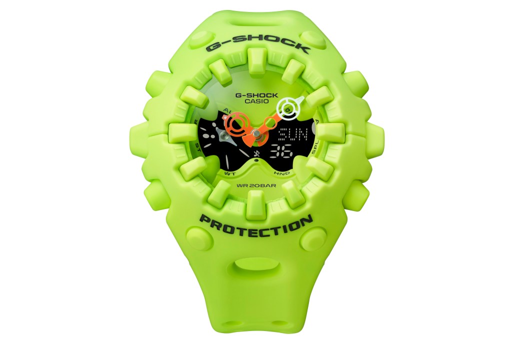 Green G-Shock GA-V01 on a white background