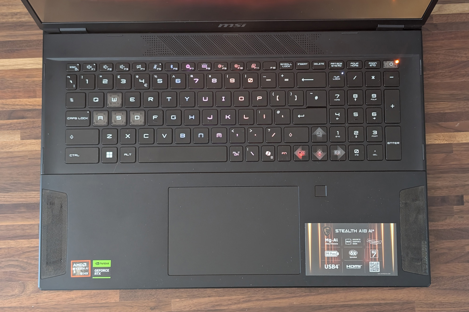 MSI Stealth A18 AI plus review keyboard