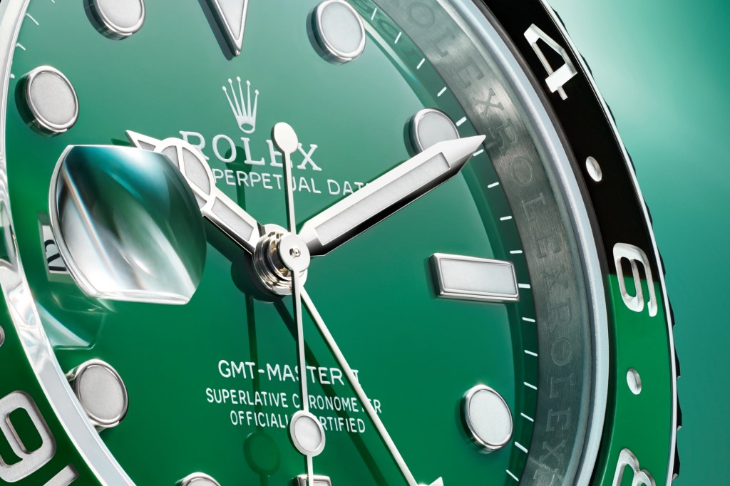 Rolex GMT Master II White Gold dial close up