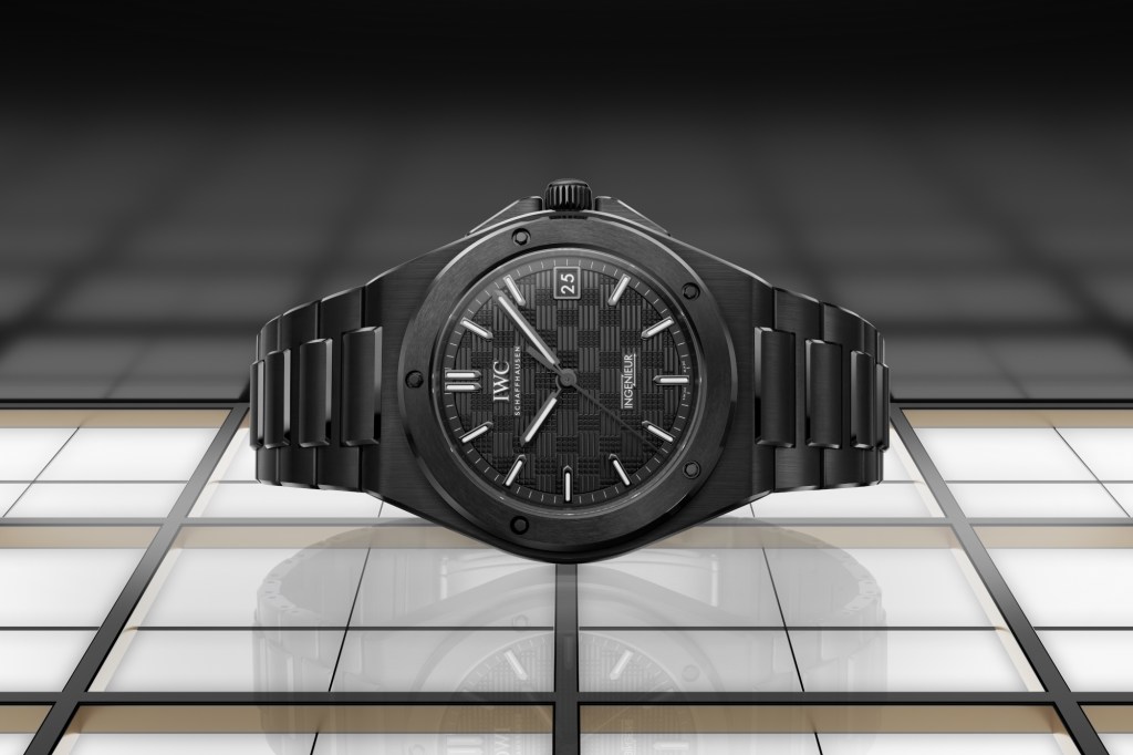IWC Ingenieur Automatic 42 in black ceramic on black background