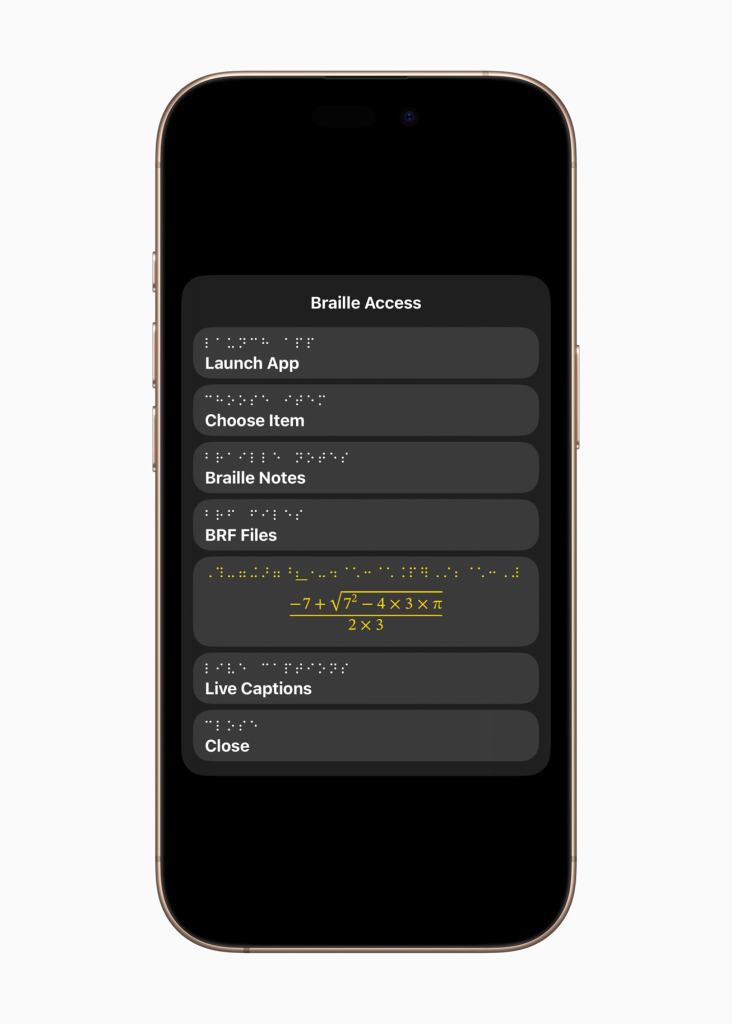 Braille Access feature on iPhone