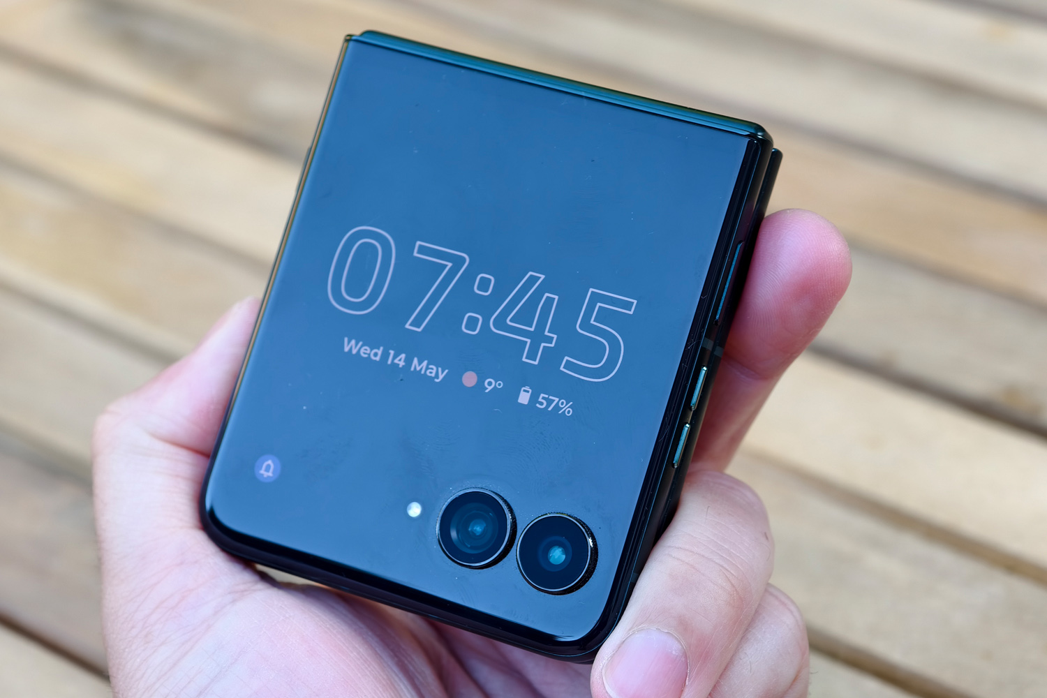Motorola Razr 60 Ultra review in hand folded