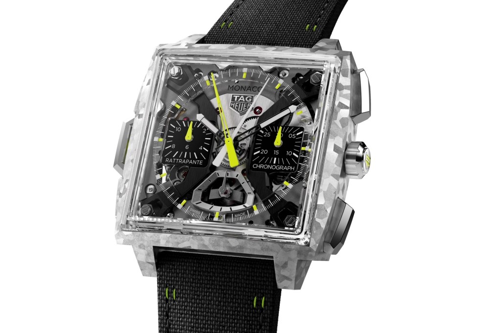 TAG Heuer Monaco Split-Seconds Chronograph on white background