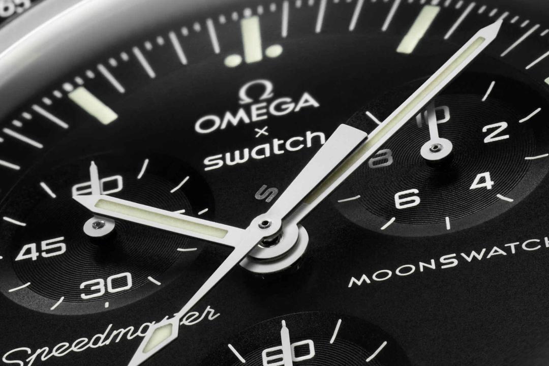MoonSwatch dial close up