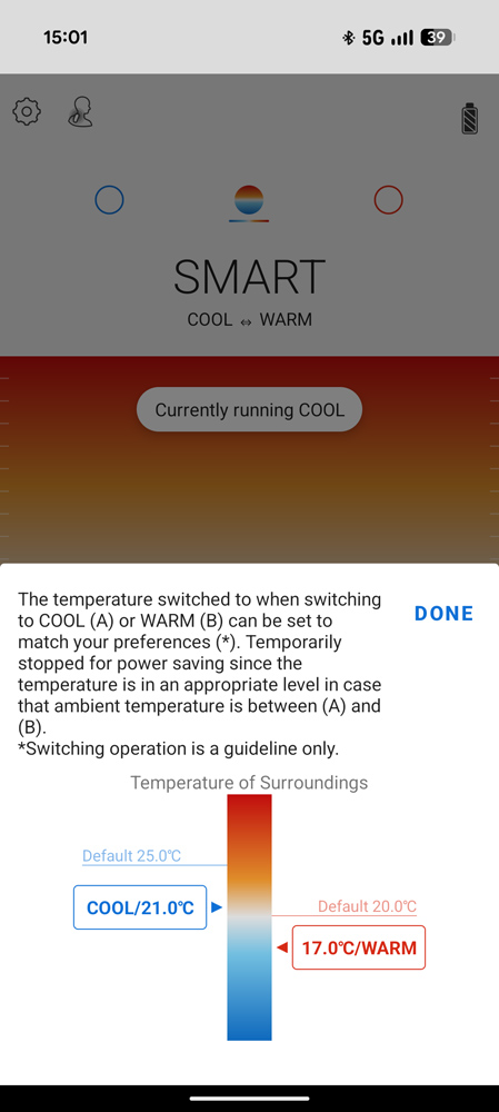 Sony Reon Pocket Pro review app temperature settings