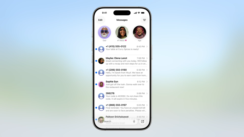 Messages screening in iOS 26