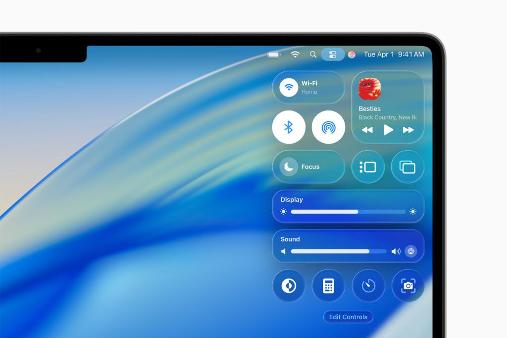 Liquid Glass in macOS 26 Control Center