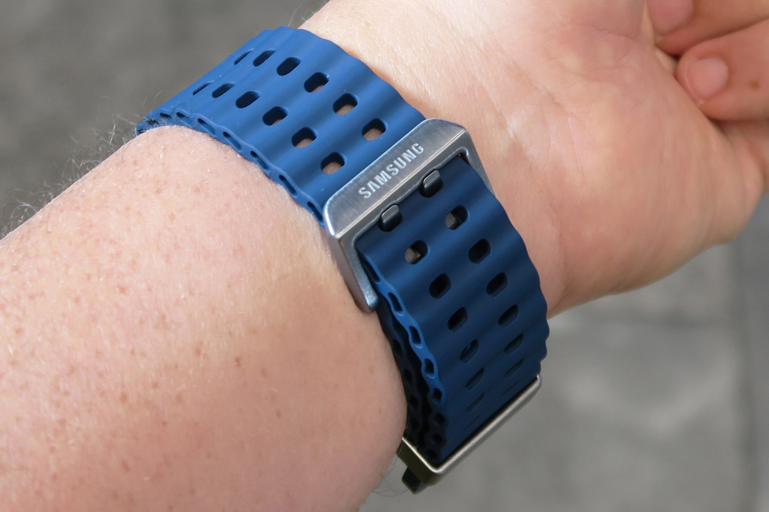 Samsung Galaxy Unpacked July 2025 hands on Galaxy Watch Ultra Titanium Blue strap macro
