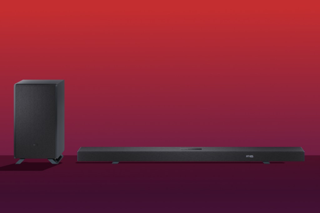 Samsung HW-Q990F on a red background