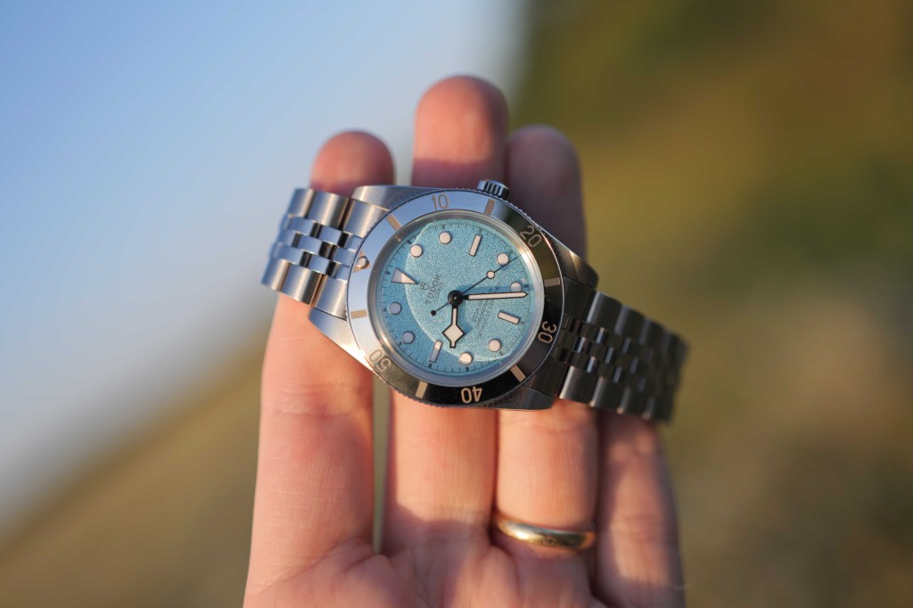 Tudor Black Bay 54 Lagoon Blue in hand