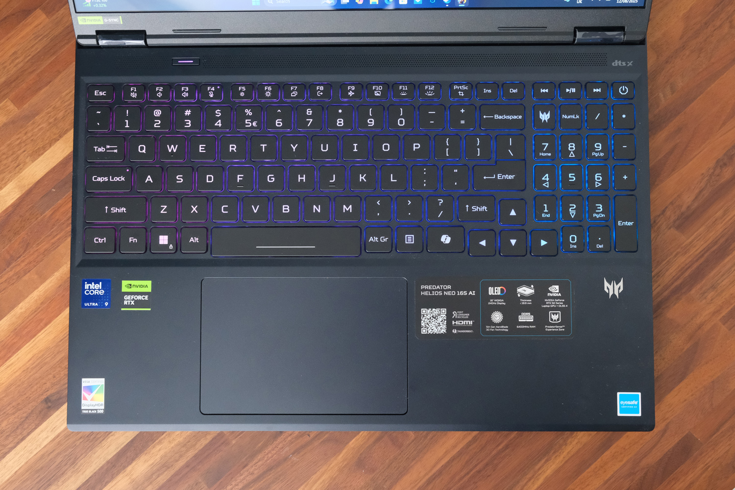 Acer Predator Helios Neo 16S AI review keyboard tray