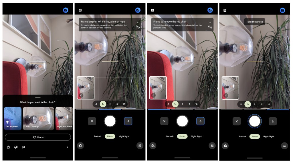 Google Pixel 10 AI Camera Coach screenshots