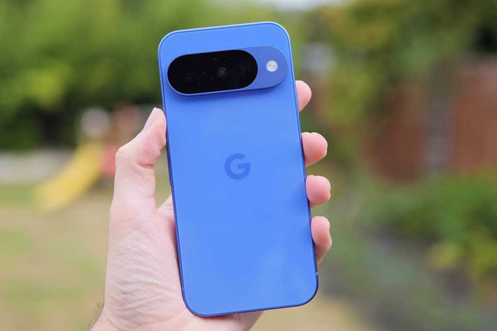 Google Pixel 10 in hand, rear case