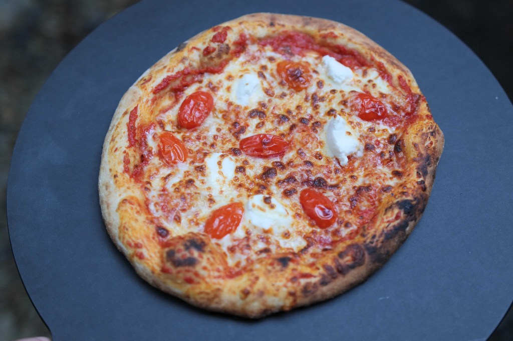 Cheese pizza cooked in a Gozney Tread