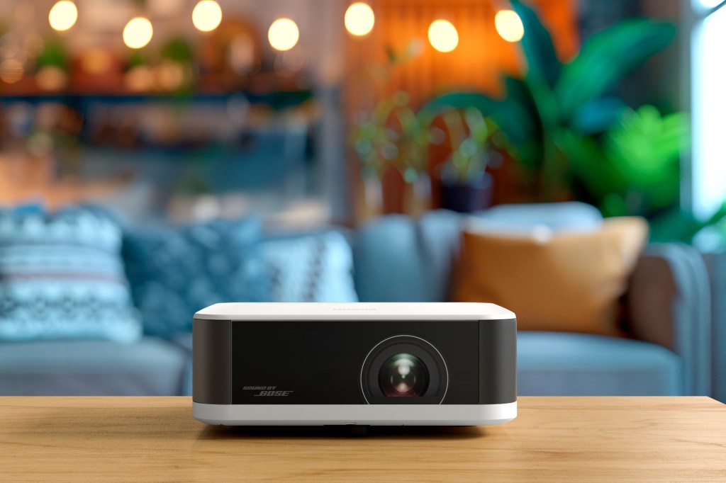 Epson projector on coffee table