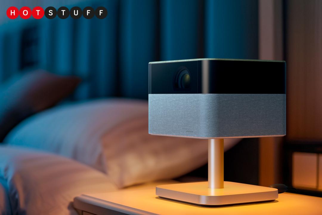 Epson projector on bedside table
