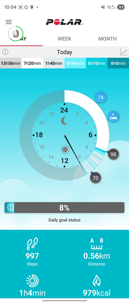 Polar Loop review app activity