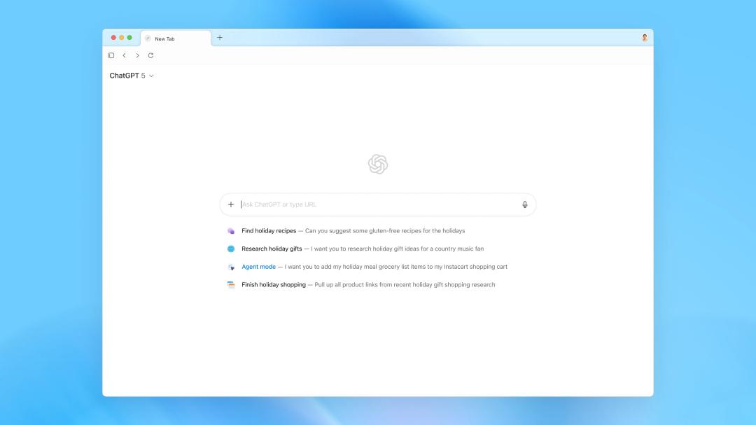ChatGPT Atlas New Tab View
