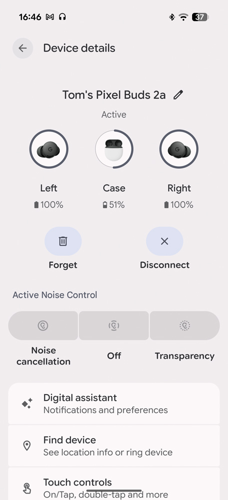 Google Pixel Buds 2a review app home