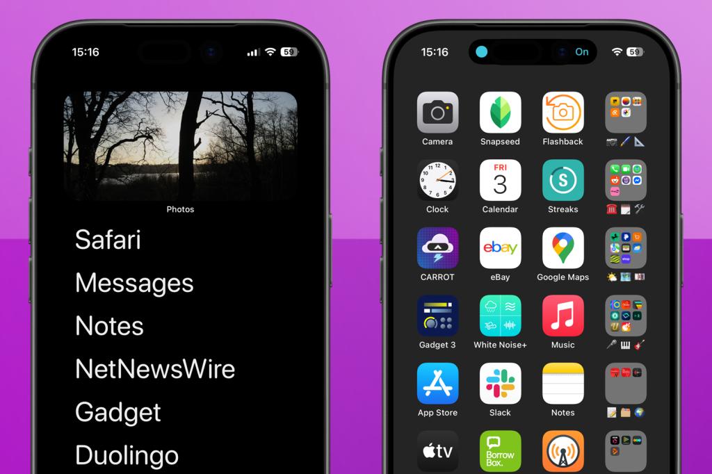 iPhones with different home screens.