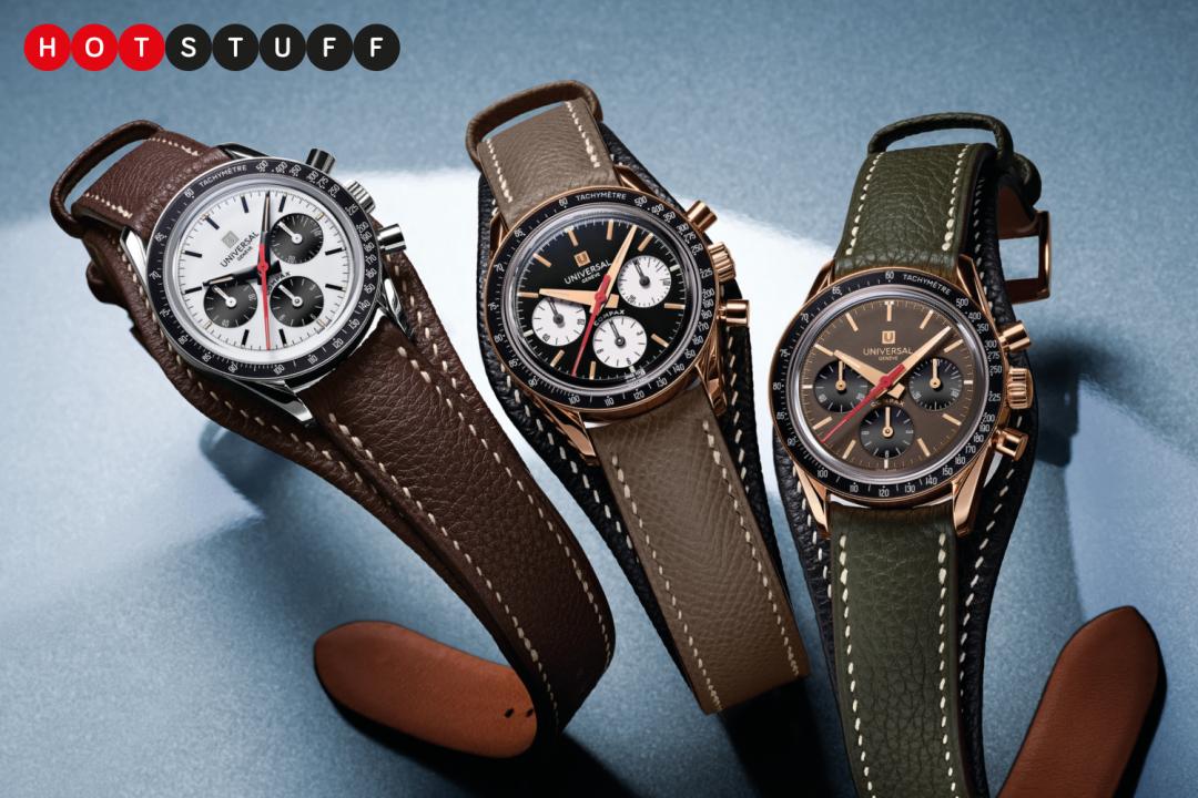 Universal Geneve Tribute to Compax models on grey background