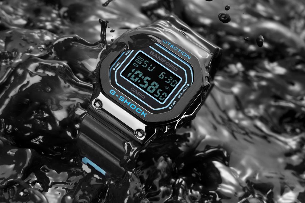 G-SHOCK x Bamford 5600 on liquid background