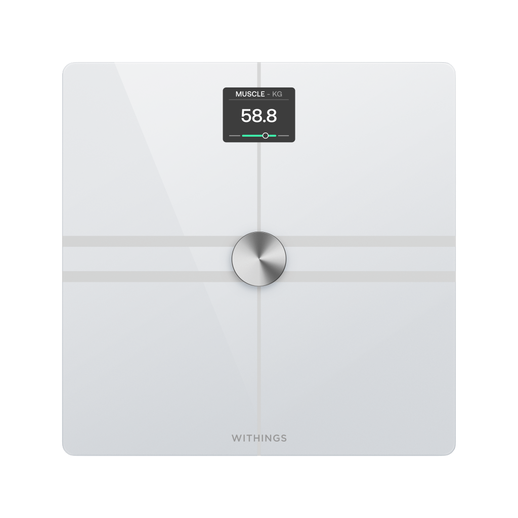 A white smart bathroom scale