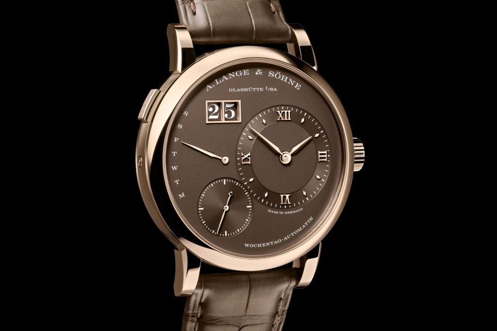 A. Lange & Söhne Lange 1 Daymatic Honeygold on black background