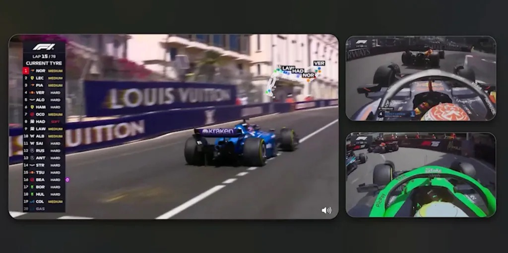 Split screen views for F1 on Apple TV