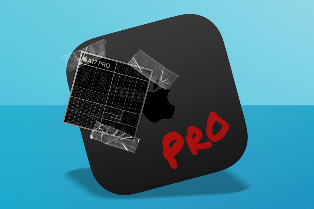 Apple TV with A17 Pro taped on