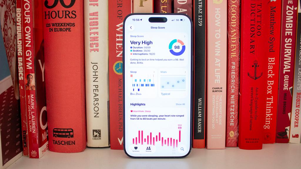 iPhone showing Sleep tracking data