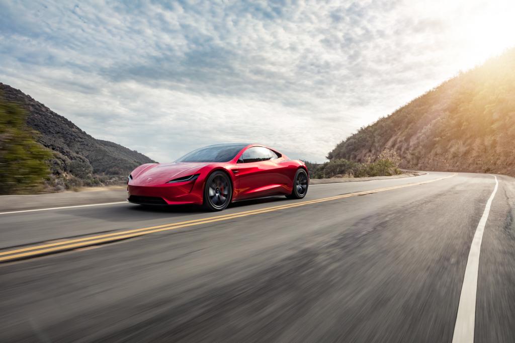 Tesla Roadster on road