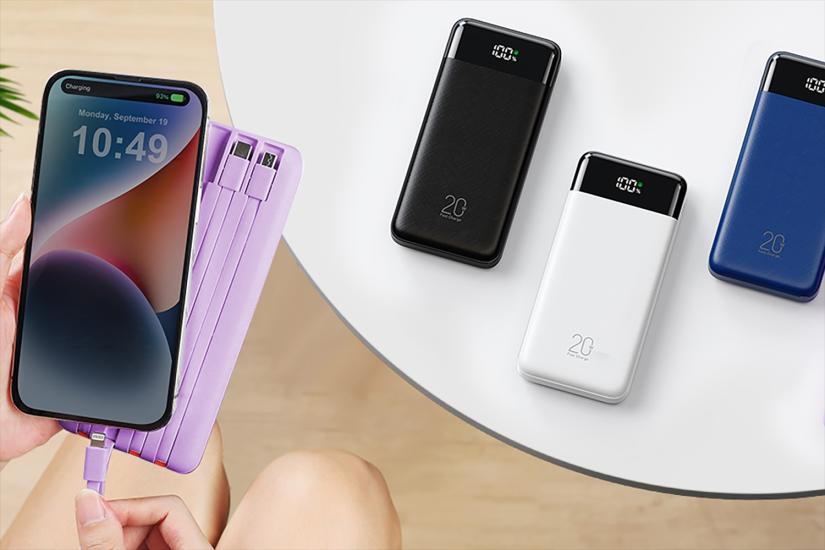Looking for a portable charger? Check out this high-capacity power bank with built-in cables, only from Charmast 