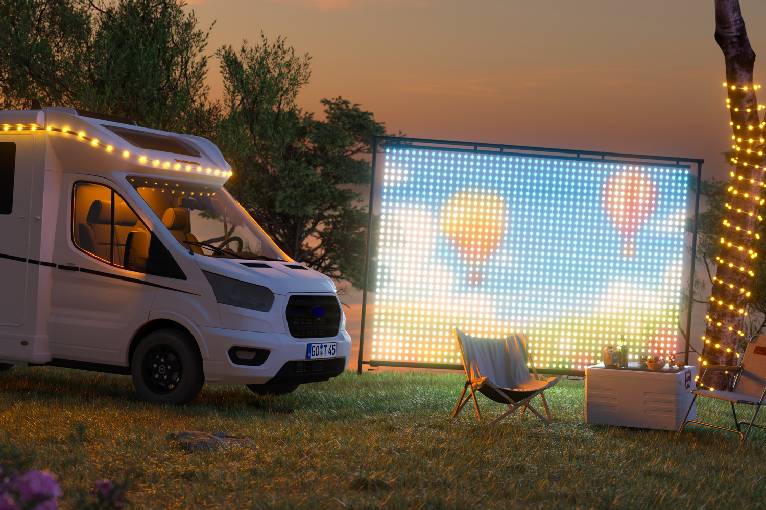 Govee Lightwall hot stuff caravan