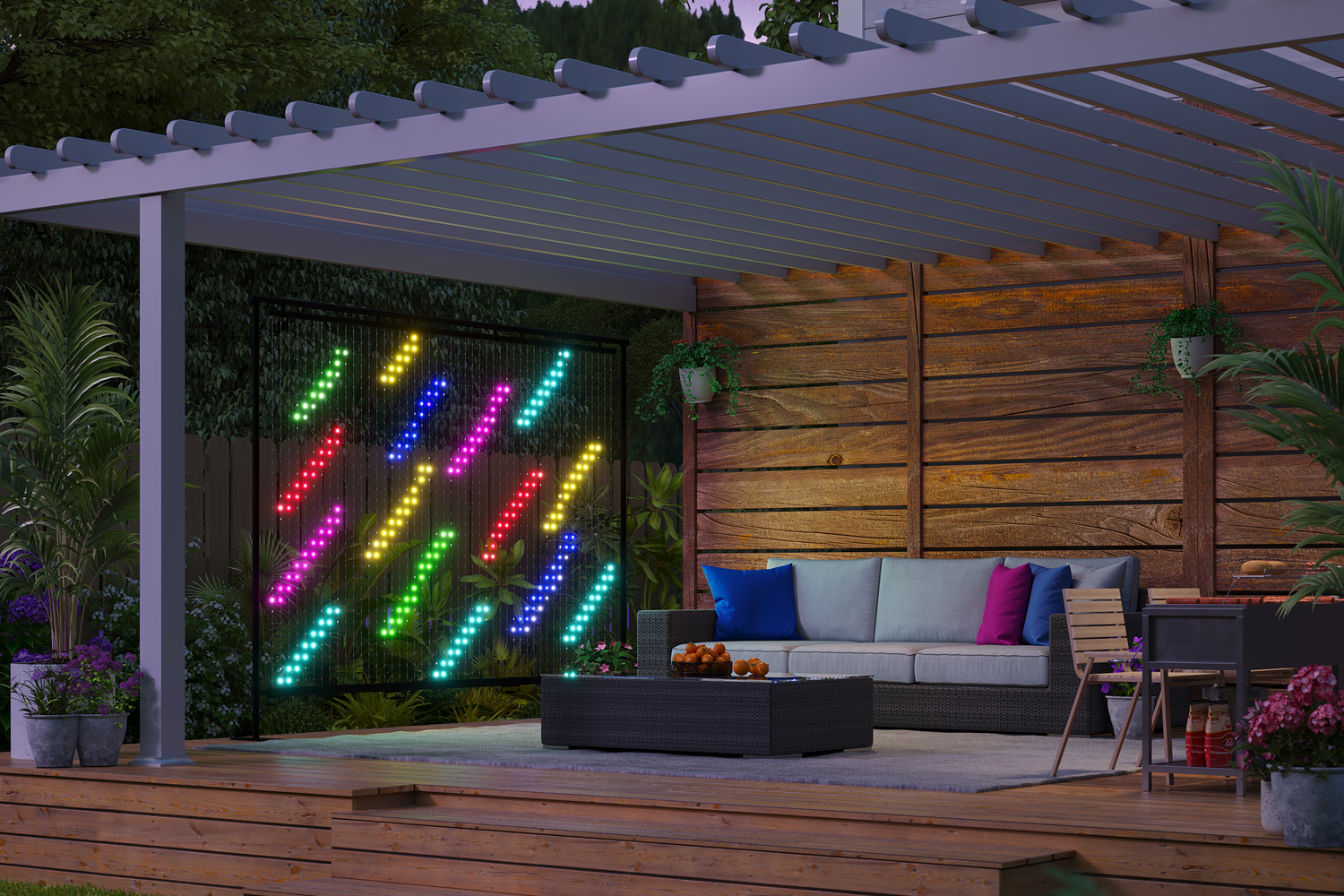 Govee Lightwall hot stuff pergola