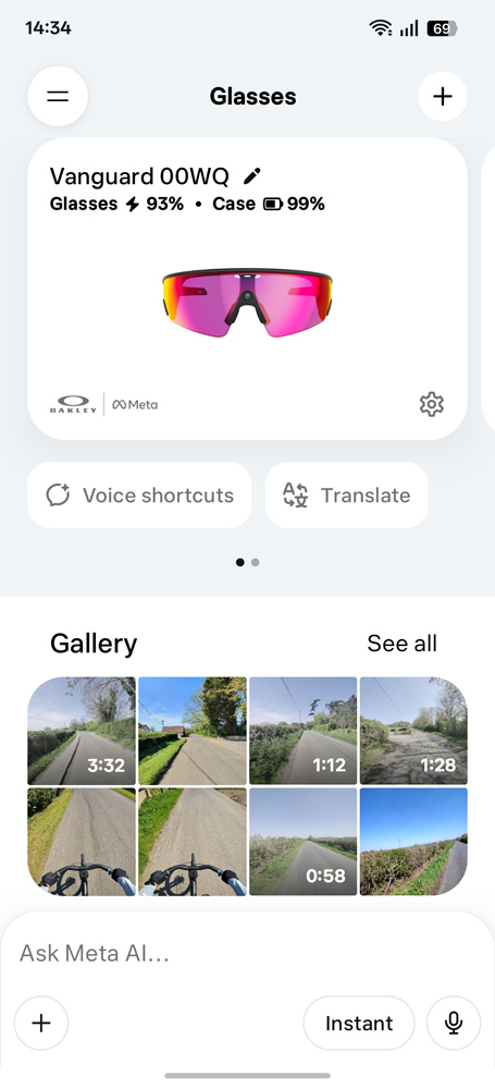 Oakley Meta Vanguard review meta AI app home