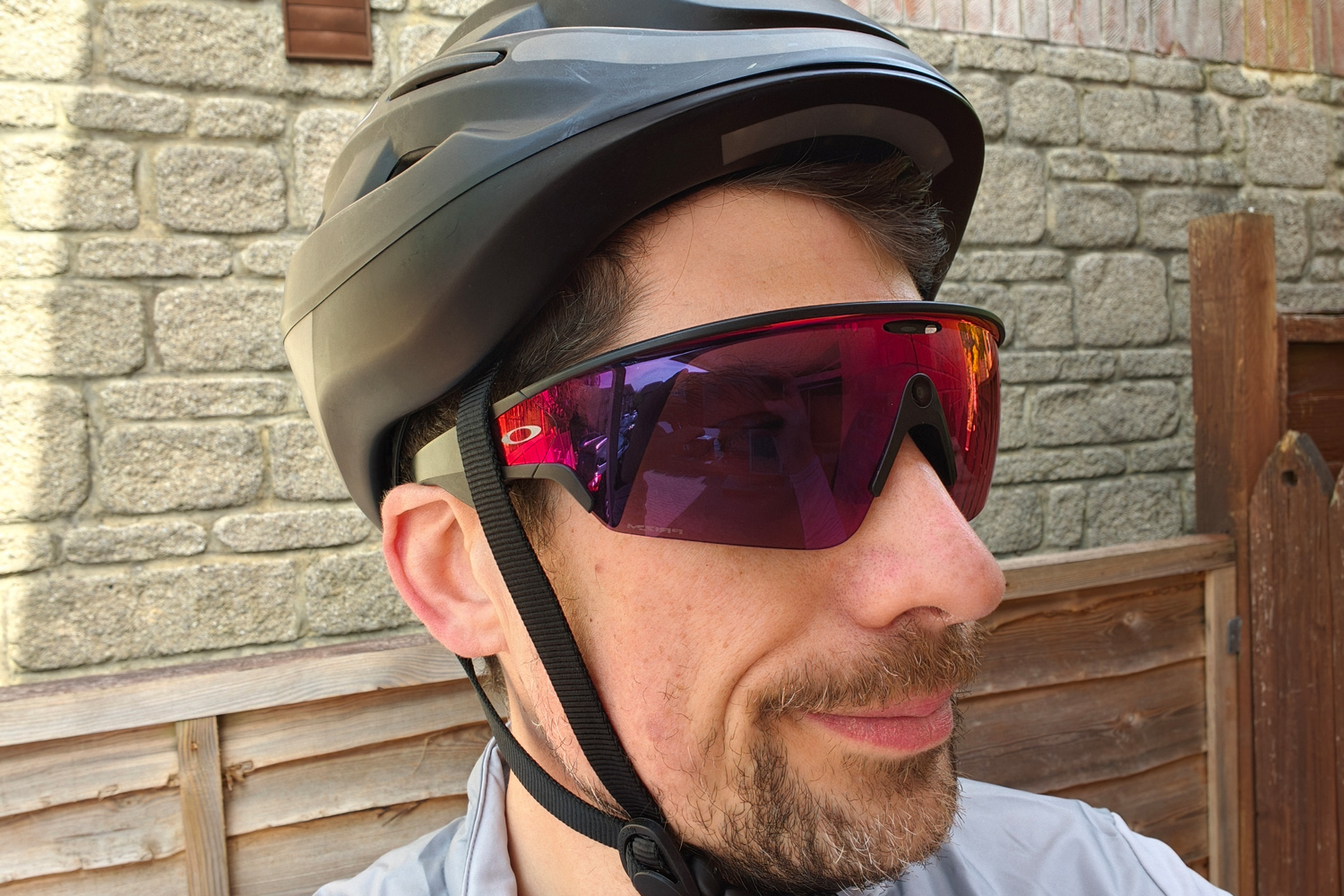 Oakley Meta Vanguard review wearing helmet