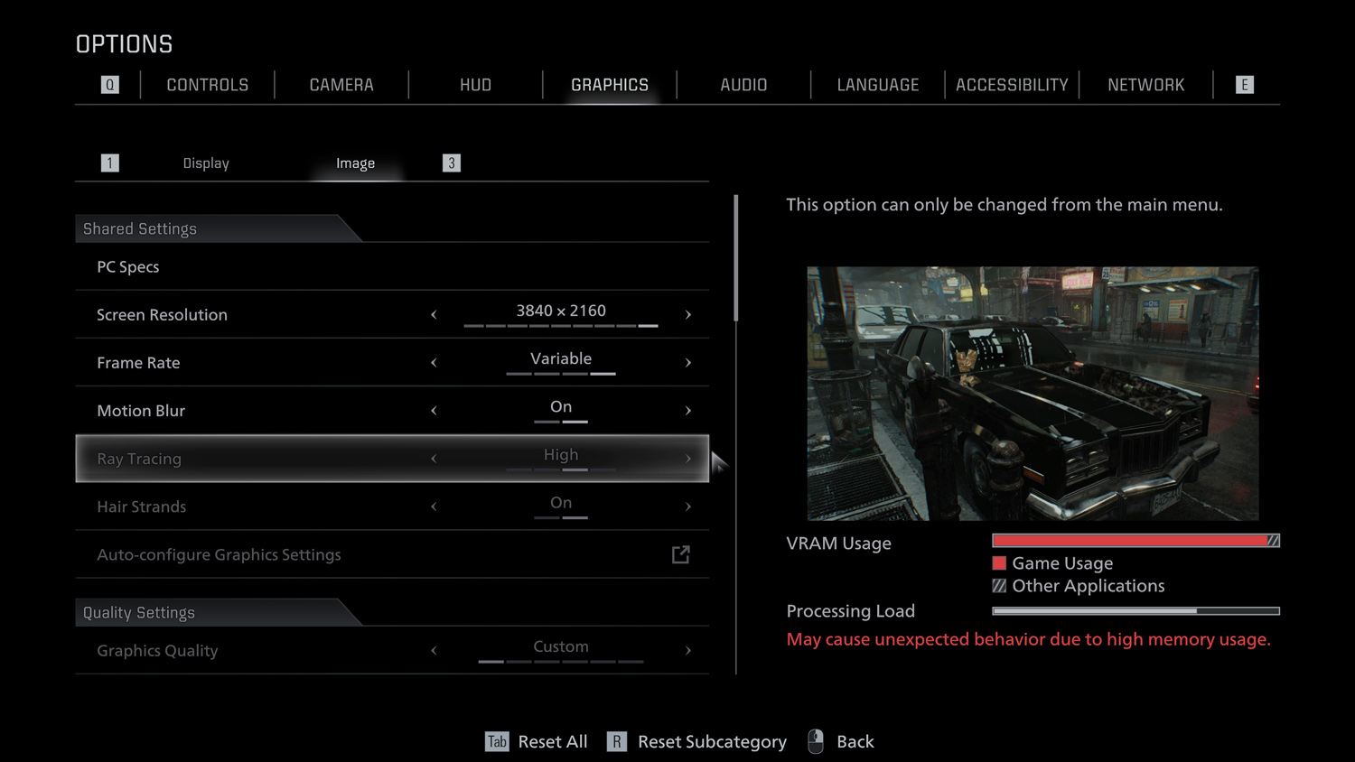 RE Requiem PC settings resolution