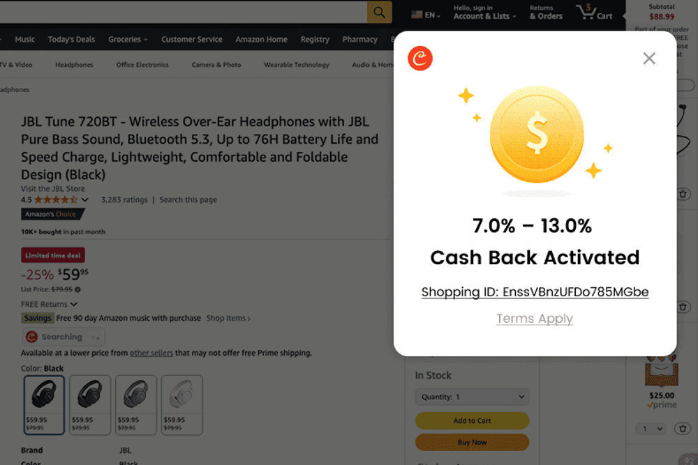 Coupert cashback window